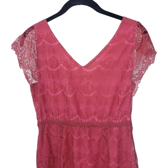 FOSSIL XS Penny Lace Overlay Mini Dress Wine Red Femine Romantic - Picture 5 of 13